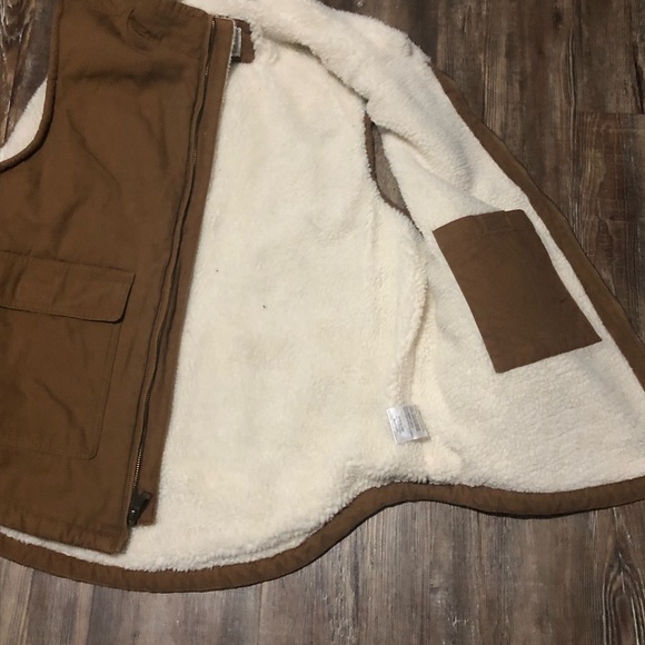 Vintage Lee Workwear Vest Men's Large Brown Sherpa Full Zip Cargo Outdoor - Picture 5 of 8